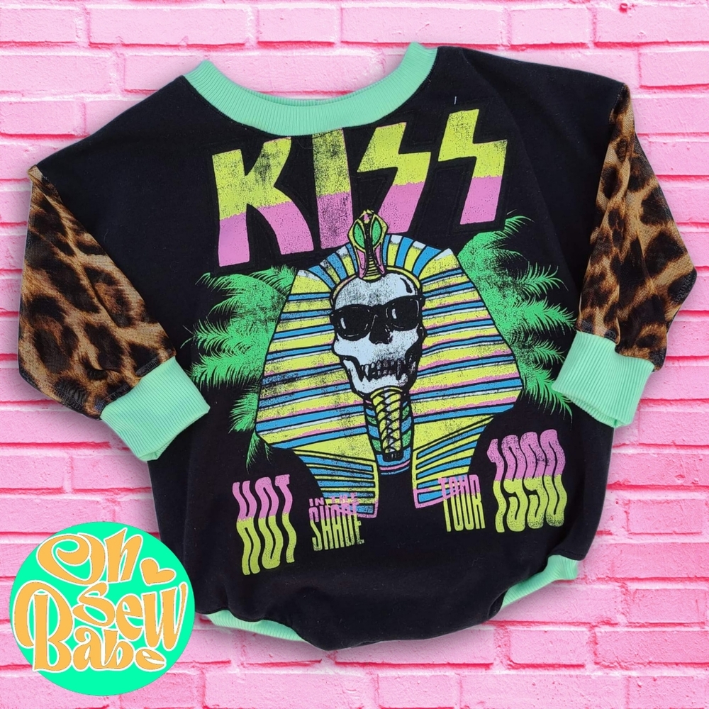 Custom KISS tour tee band romper 9-12mos